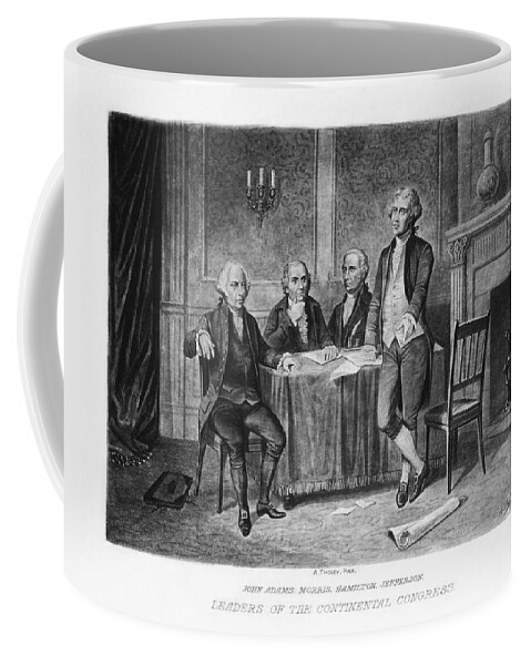 Continental Congress Coffee Mug featuring the drawing Leaders of the Continental Congress - John Adams - Morris - Hamilton - Jefferson by War Is Hell Store