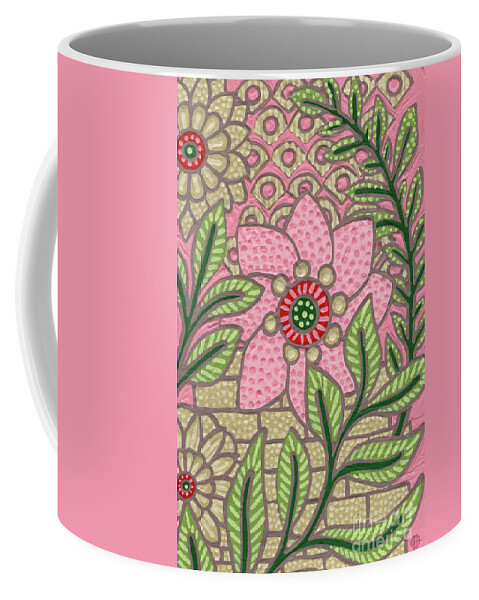 Leaf Coffee Mug featuring the painting Leaf And Design Carnation Pink 5 by Amy E Fraser