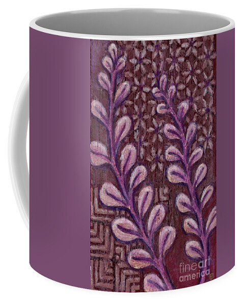 Leaf Coffee Mug featuring the painting Leaf And Design Vintage Brown 3 by Amy E Fraser