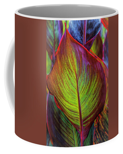 Colorful Coffee Mug featuring the photograph Leaf Glow by Rochelle Berman