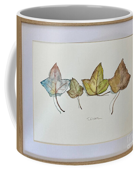 Leaves Coffee Mug featuring the painting Leaf Study II - original sold by Therese Alcorn