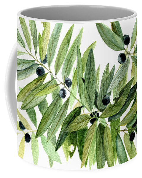 Botanical Coffee Mug featuring the painting Leaves and Berries by Laurie Rohner
