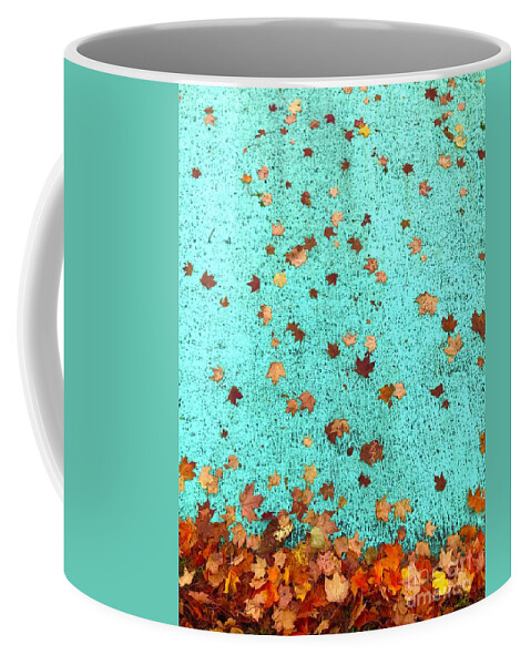 Leaves Coffee Mug featuring the photograph Leaves on Turquoise by Suzanne Lorenz
