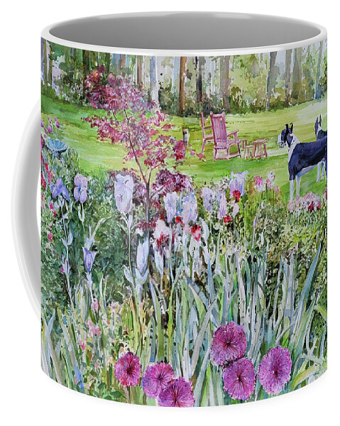 Flowers Coffee Mug featuring the painting Lee's Puppies by P Anthony Visco