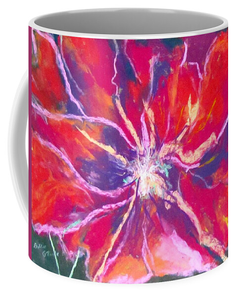 Red Coffee Mug featuring the pastel Lefthand Abstracts Series #3 - Red Fora Macro by Barbara O'Toole