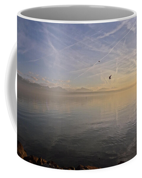 Lake Coffee Mug featuring the photograph Leman lake, Lac Leman by Joelle Philibert