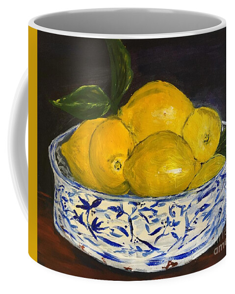 Lemons Coffee Mug featuring the painting Lemons - A Still Life by Debora Sanders