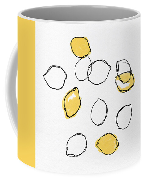 Lemons Coffee Mug featuring the digital art Lemons Sketch- Art by Linda Woods by Linda Woods