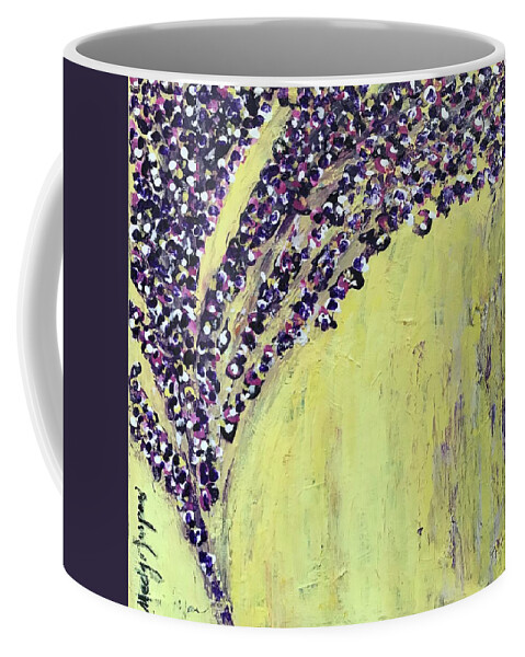 Yellow Coffee Mug featuring the painting L'envol by Medge Jaspan