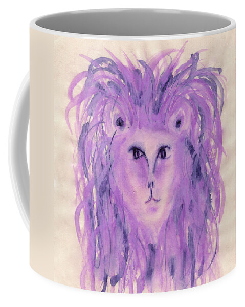 Purple Leo Lion Coffee Mug featuring the painting Leo Zodiac Sign Lion Symbol by Anne Nordhaus-Bike
