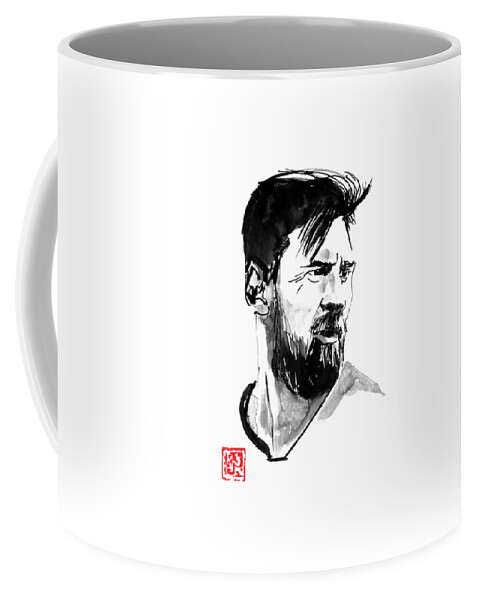 Leo Messi Coffee Mug featuring the drawing Leo Messi by Pechane Sumie