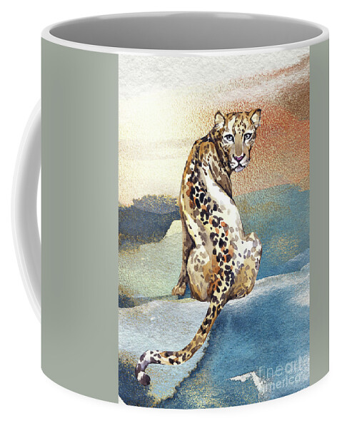 Leopard Coffee Mug featuring the painting Leopard Watercolor Animal Art Painting by Garden Of Delights