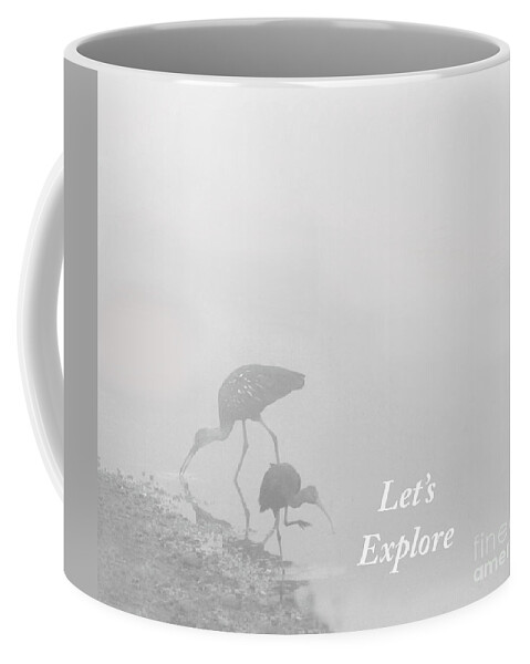 Black And White Coffee Mug featuring the mixed media Let's Explore by Sharon Williams Eng
