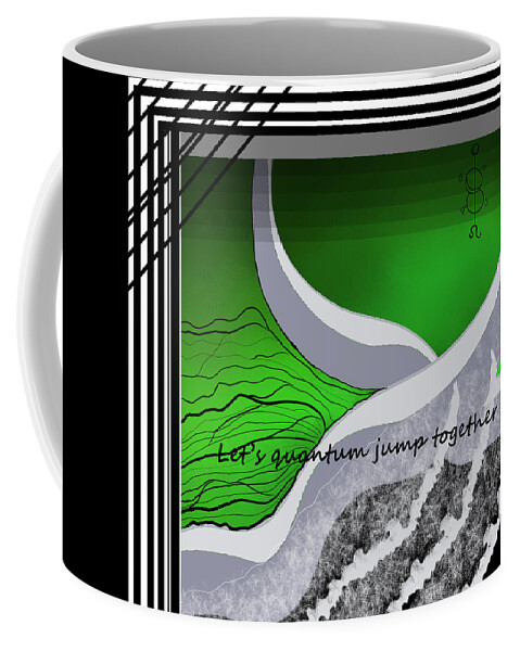 Quantum Physics Coffee Mug featuring the digital art Let's jump together by Amber Lasche