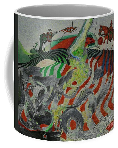 Mongolian Coffee Mug featuring the painting Lhaashid by Tsegmid Tserennadmid