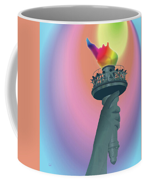 Statue Of Liberty Torch Coffee Mug featuring the digital art Libby Torch by Terry Cork