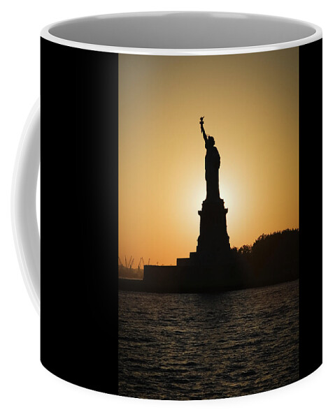 Statue Of Liberty Coffee Mug featuring the photograph Liberty Sunset by Dave Bowman