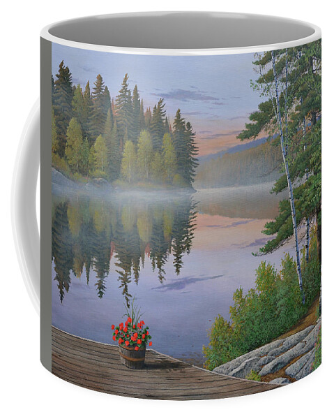 Canadian Coffee Mug featuring the painting Life At The Lake by Jake Vandenbrink
