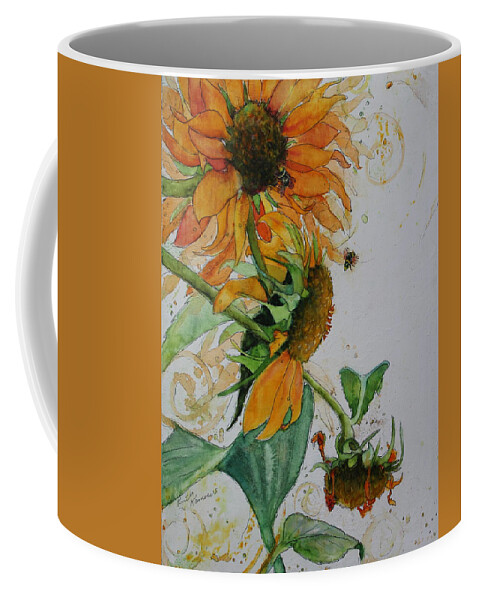 Sunflower Coffee Mug featuring the painting Life Cycle of a Sun II by Ruth Kamenev