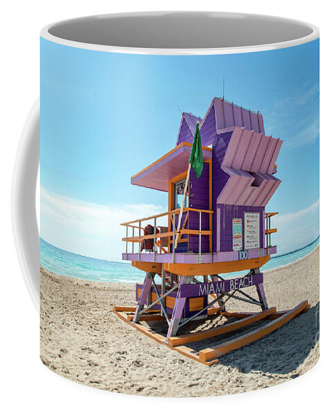Atlantic Coffee Mug featuring the photograph Lifeguard Tower 100 South Beach Miami, Florida by Beachtown Views