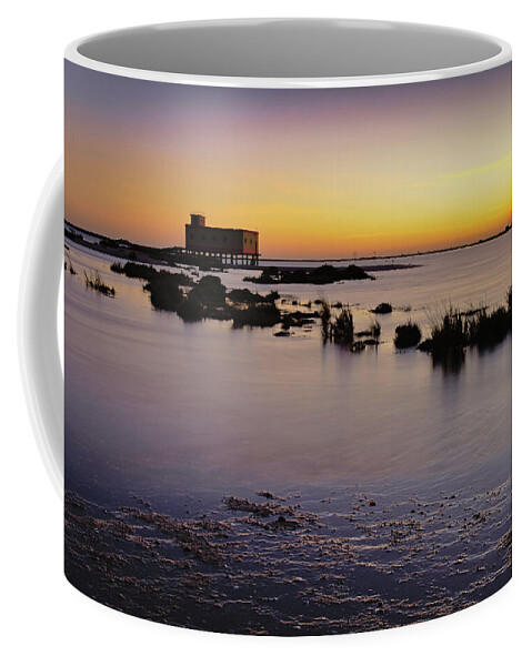 Portugal Coffee Mug featuring the photograph Lifesavers building and tides in Fuzeta by Angelo DeVal