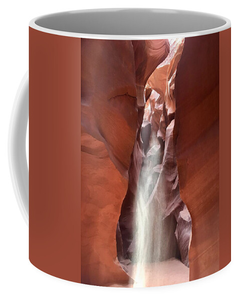 Antelope Canyon Light Beam Slot Canyon Rocks Underground Canyon Antelope Coffee Mug featuring the photograph Light Beam Antelope Canyon by Dorsey Northrup