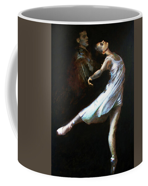 Dancer Coffee Mug featuring the painting Light in the dark by Vali Irina Ciobanu