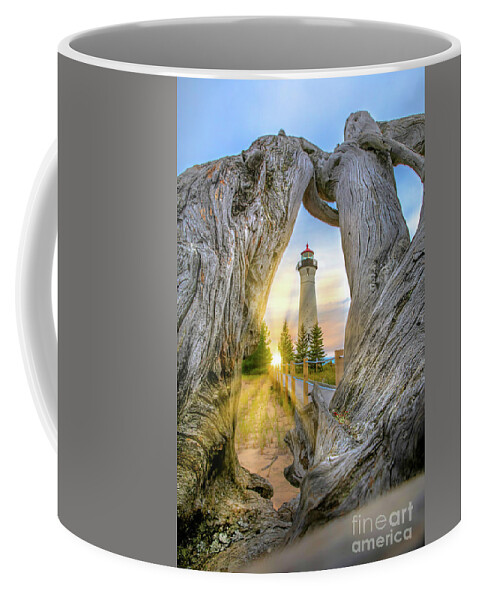 Crisp Point Coffee Mug featuring the photograph Lighthouse Crisp Point Sunset -2222 by Norris Seward