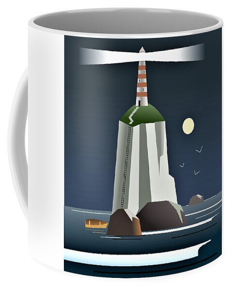 Lighthouse Coffee Mug featuring the digital art Lighthouse by Fatline Graphic Art