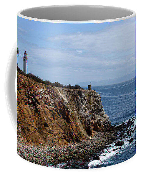 Lighthouse Coffee Mug featuring the photograph Lighthouse on a Bluff over the Pacific Ocean by Mark Stout