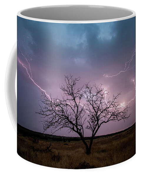 Storm Coffee Mug featuring the photograph Lightning Tree by Wesley Aston