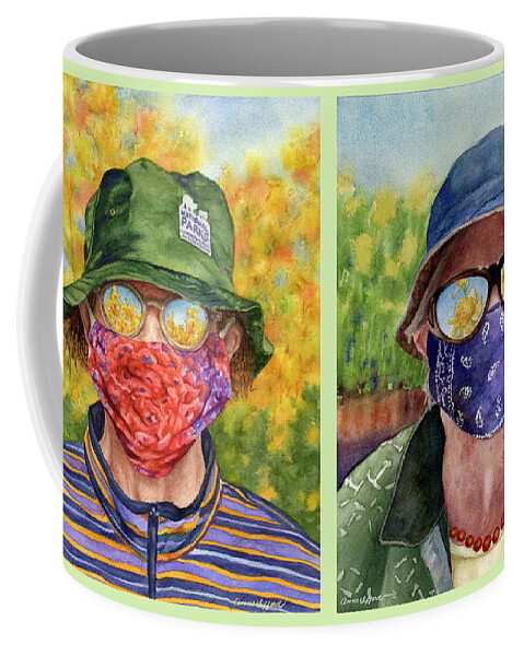 Mask Portraits Painting Coffee Mug featuring the painting Like Mother Like Daughter by Anne Gifford