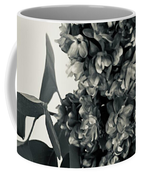 Photography Coffee Mug featuring the painting Lilac Bloom Black and White by Lisa White