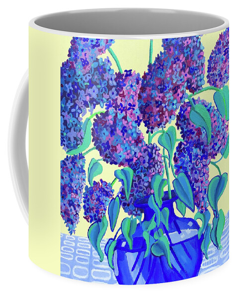 Lilacs Coffee Mug featuring the painting Lilac Blues by Debra Bretton Robinson