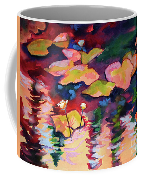 Lilies Coffee Mug featuring the painting Lilies in Red Shadows by Kathy Braud