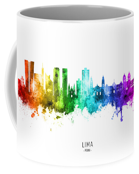 Lima Coffee Mug featuring the digital art Lima Peru Skyline #61 by Michael Tompsett