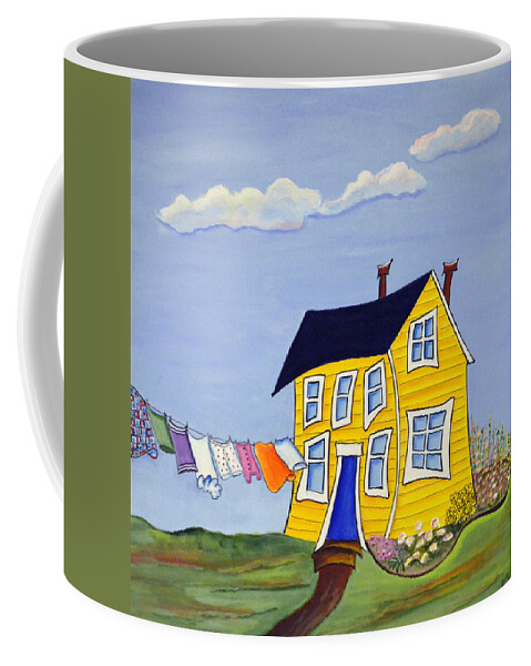 Colourful Coffee Mug featuring the painting Line Dancing by Heather Lovat-Fraser
