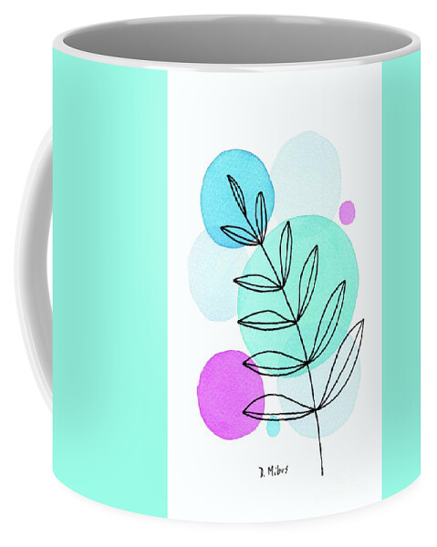 Mid Century Modern Coffee Mug featuring the painting Line Drawing Botanical 3 by Donna Mibus