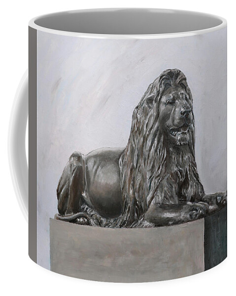 Lion Coffee Mug featuring the painting Lion at Trafalgar by Elizabeth Lock