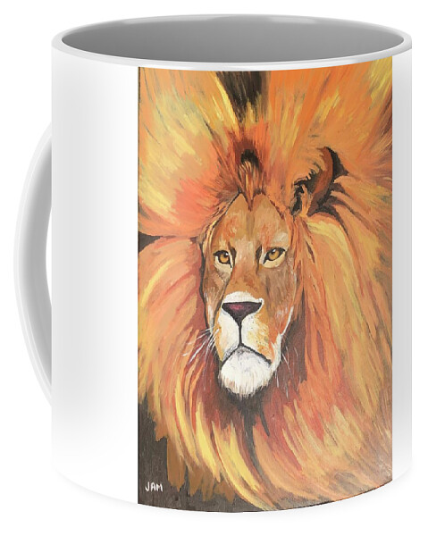  Coffee Mug featuring the painting Lion by Jam Art