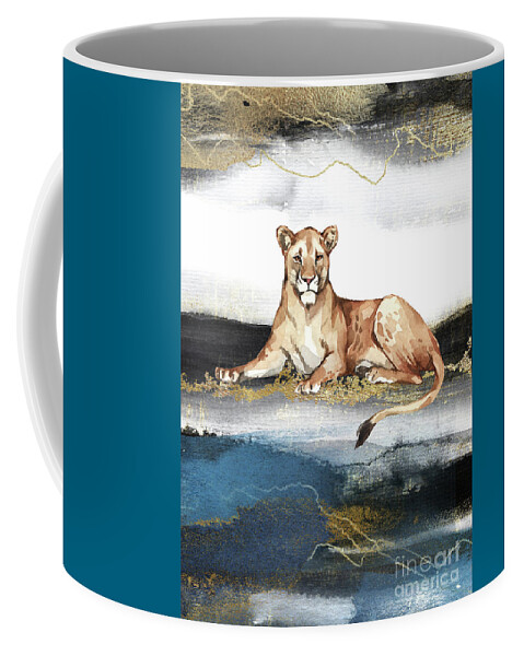 Lioness Coffee Mug featuring the painting Lioness Watercolor Animal Art Painting by Garden Of Delights