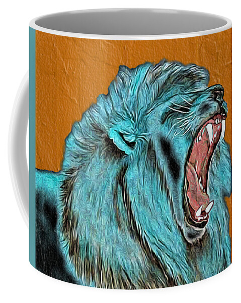 Abstract Coffee Mug featuring the mixed media Lion's Roar - Abstract by Ronald Mills