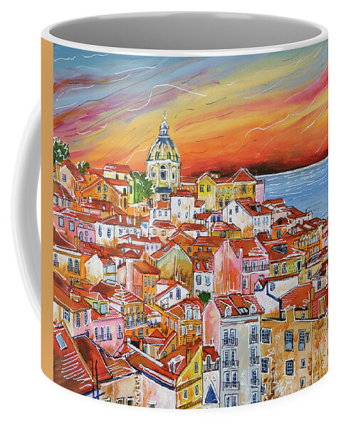 Lisboa Coffee Mug featuring the painting Lisboa by Laura Hol Art