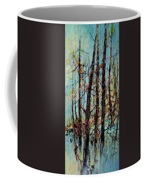 Forest Coffee Mug featuring the painting Listen to the Trees by Jo Smoley