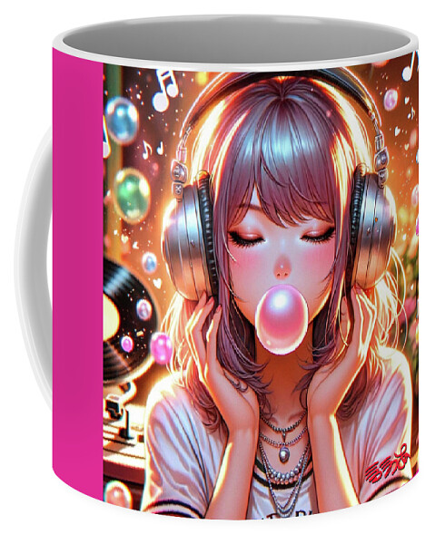 Young Girl Coffee Mug featuring the digital art Listening To Bubble Gum Pop by Ebenlo - Painter Of Song