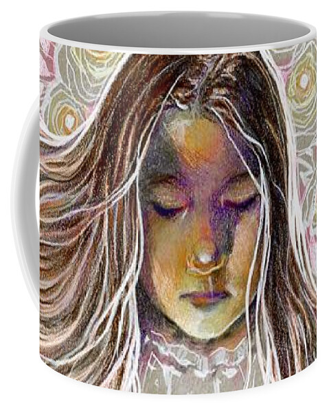 Child Coffee Mug featuring the drawing Little Angel by Sara Burrier