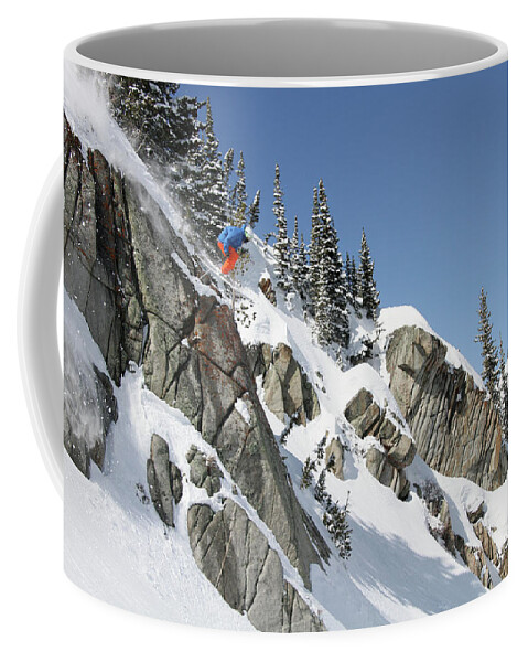 Utah Coffee Mug featuring the photograph Little Cottonwood Canyon Skier - Alta Backcountry, Utah - IMG_0471 by Brett Pelletier