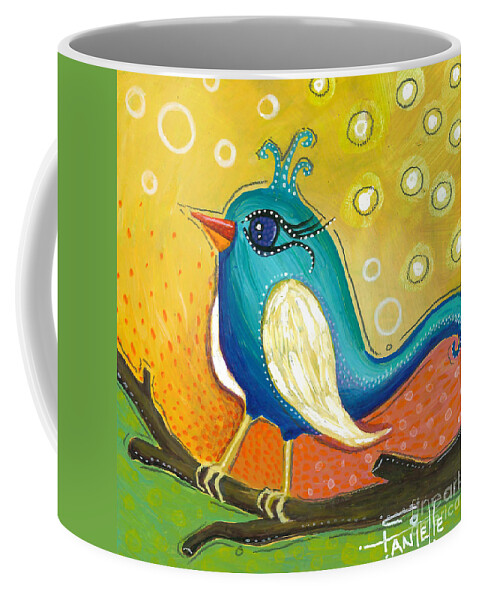 Jay Bird Coffee Mug featuring the painting Little Jay Bird by Tanielle Childers