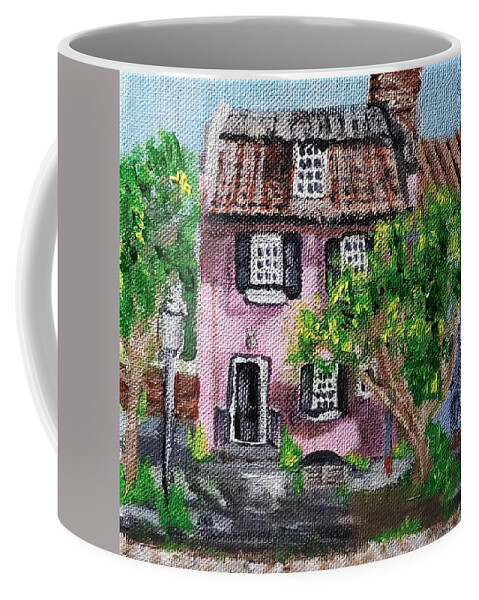 Pink Coffee Mug featuring the painting Little Pink House by Amy Kuenzie