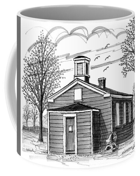 Schoolhouse Coffee Mug featuring the drawing Little Red Schoolhouse Hyde Park NY by Richard Wambach